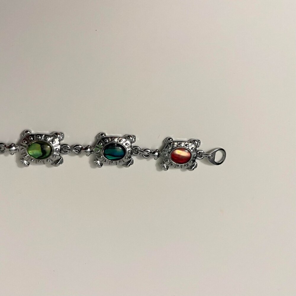 Multi Coloured Turtle Shell Bracelet 7 Inch Long - Picture 8 of 16